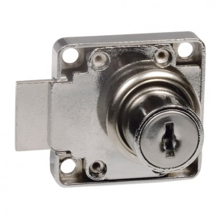 AMIG 17743  
 Cerradura mueble 7  
 40 x 40 mm  
 Acero  
 Niquelado - Izquierda