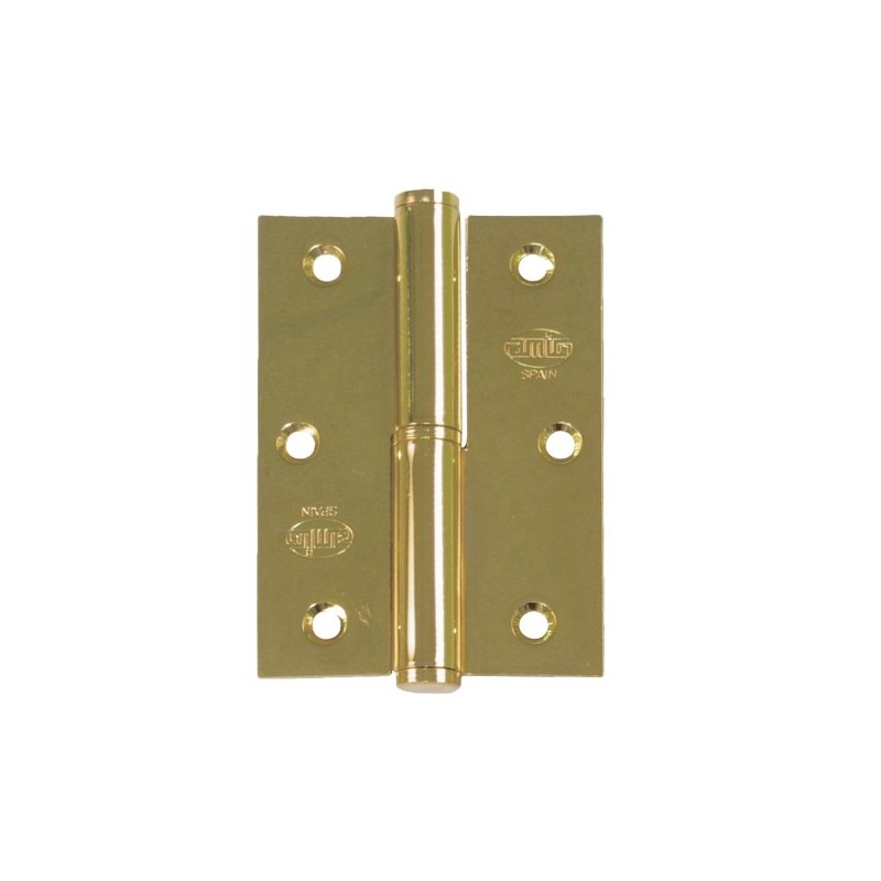 AMIG 17897  
 Pernio 424  
 90 x 65 x 2,5 mm  
 Acero  
 Latonado barnizado - Derecha