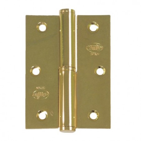 AMIG 17897  
 Pernio 424  
 90 x 65 x 2,5 mm  
 Acero  
 Latonado barnizado - Derecha