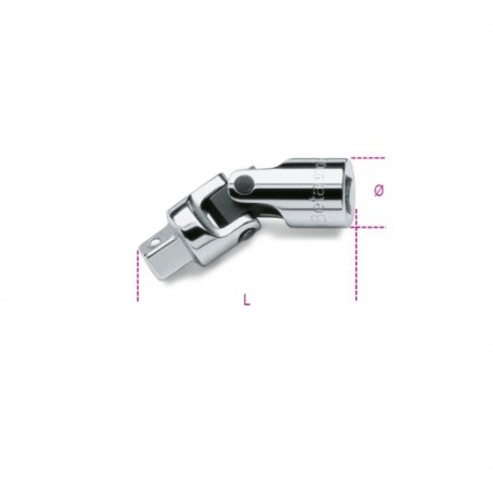 900/25 Articulación con cuadrado macho y hembra de 1/4&quot,, cromada
