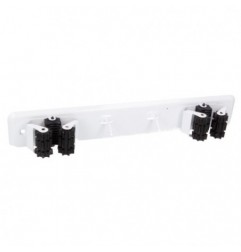 AMIG 18759  
 Cuelga escobas 761  
 280 x 50 x 45 mm  
 Acero  
 Blanco
