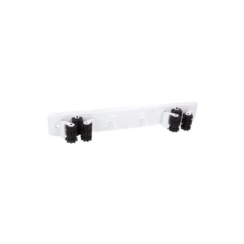 AMIG 18759  
 Cuelga escobas 761  
 280 x 50 x 45 mm  
 Acero  
 Blanco