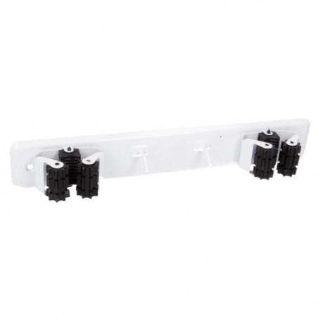 AMIG 18759  
 Cuelga escobas 761  
 280 x 50 x 45 mm  
 Acero  
 Blanco