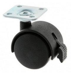 AMIG 18895  
 Rueda con pletina y freno 1504  
 Ø40 mm  
 Nylon  
 Negro