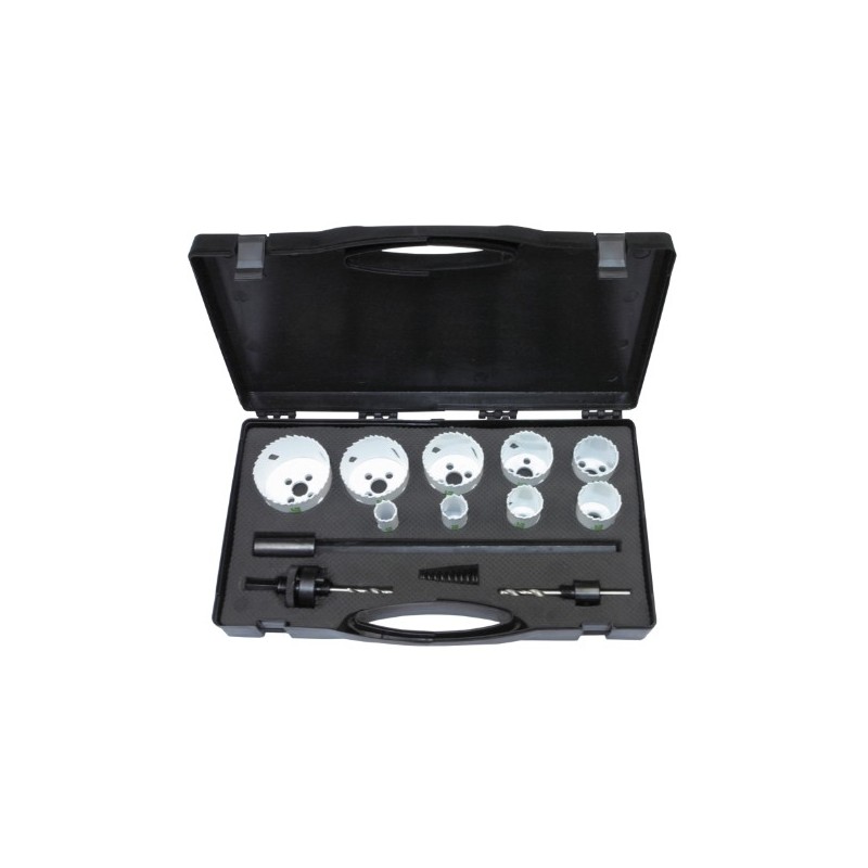 AMIG 18988  
 Estuche coronas bimetal 23150  
 Ø19-22-29-35-38-44-51-57-64 mm