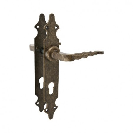 AMIG 19198  
 Manilla con placa 101PB  
 280 x 44 mm  
 Placa de acero, Tirador de zamak  
 Cuero