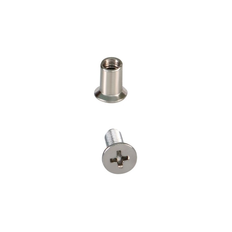 AMIG 19832  
 Tornillo + casquillo para fijación de mamparas 235  
 M5 x 15 mm  
 Acero inoxidable 18/8 y latón  
 Cromado
