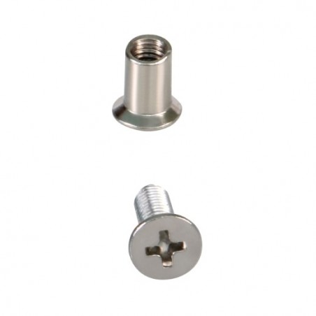 AMIG 19832  
 Tornillo + casquillo para fijación de mamparas 235  
 M5 x 15 mm  
 Acero inoxidable 18/8 y latón  
 Cromado