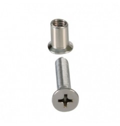 AMIG 19833  
 Tornillo + casquillo para fijación de mamparas 235  
 M5 x 26 mm  
 Acero inoxidable 18/8 y latón  
 Cromado