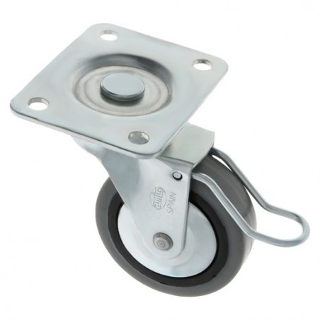 AMIG 19859  
 Rueda con pletina y freno 2503  
 Ø40 mm  
 Goma-poliamida  
 Gris