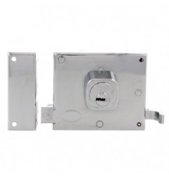 AMIG 19985  
 Cerradura sobreponer 72  
 100 x 85 mm  
 Acero  
 Cromado brillo - Izquierda