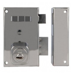 AMIG 19992  
 Cerradura sobreponer 75  
 67 x 112 mm  
 Acero  
 Cromado brillo - Derecha