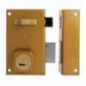 AMIG 19994  
 Cerradura sobreponer 75  
 67 x 112 mm  
 Acero  
 Esmaltado oro - Derecha