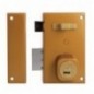 AMIG 19995  
 Cerradura sobreponer 75  
 67 x 112 mm  
 Acero  
 Esmaltado oro - Izquierda