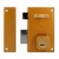 AMIG 19999  
 Cerradura sobreponer 76  
 67 x 112 mm  
 Acero  
 Esmaltado oro - Izquierda