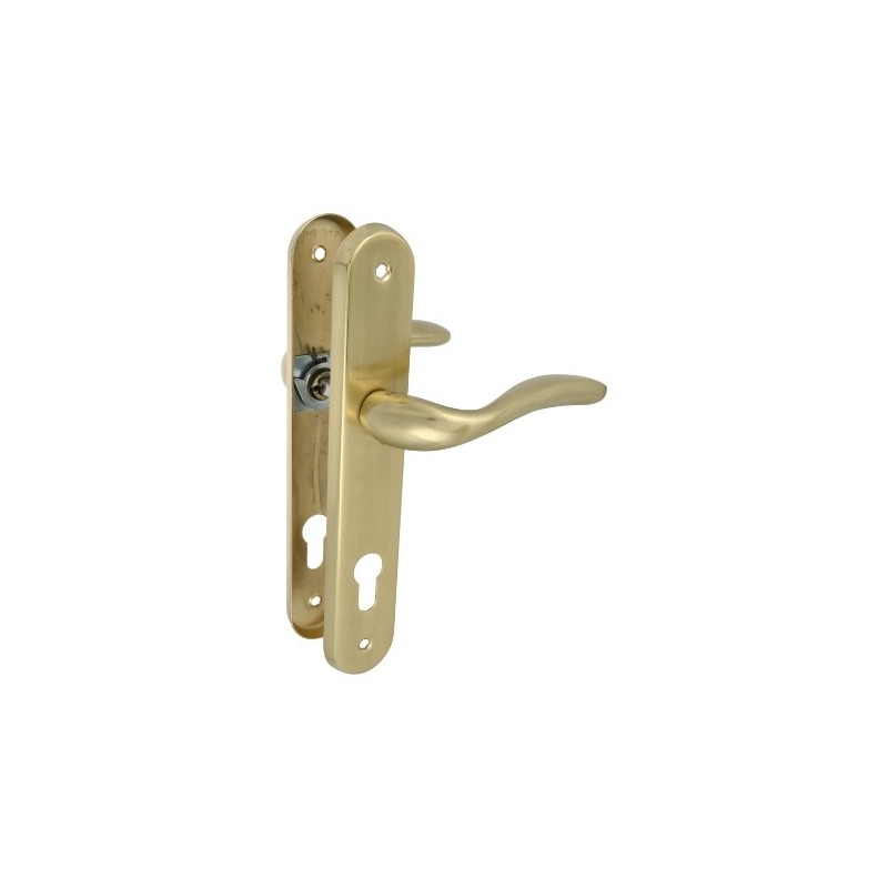 AMIG 20023  
 Manilla con placa LENA PB  
 238 x 40 mm  
 Acero  
 Latonado mate