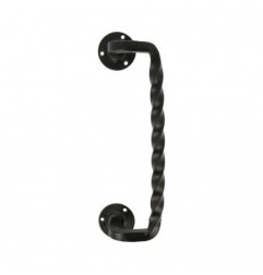 AMIG 20053  
 Manillón con roseta 103D  
 240 x 53 mm  
 Placa de acero, Tirador de zamak  
 Negro