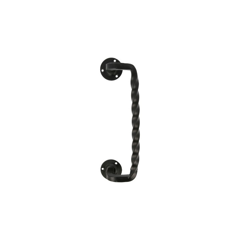 AMIG 20053  
 Manillón con roseta 103D  
 240 x 53 mm  
 Placa de acero, Tirador de zamak  
 Negro