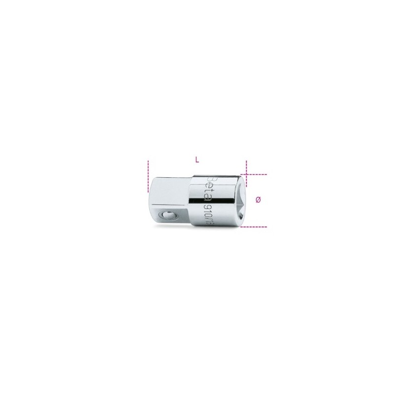910/16 Adaptador con cuadrado hembra de 3/8&quot, y macho de 1/2&quot,, cromado
