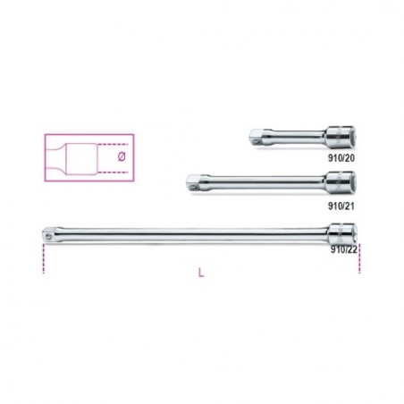 910/22 Alargadera con cuadrado macho y hembra de 3/8&quot,, cromada
