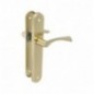 AMIG 20255  
 Manilla con placa ALBA-PA  
 238 x 40 mm  
 Acero  
 Latonado barnizado