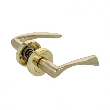 AMIG 20257  
 Manilla con roseta ALBA-RZ  
 Ø52 mm  
 Zamak  
 Latonado barnizado