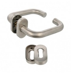 AMIG 20269  
 Manilla con roseta 3O  
 61 x 32 mm  
 Acero inoxidable 18/8  
 Mate