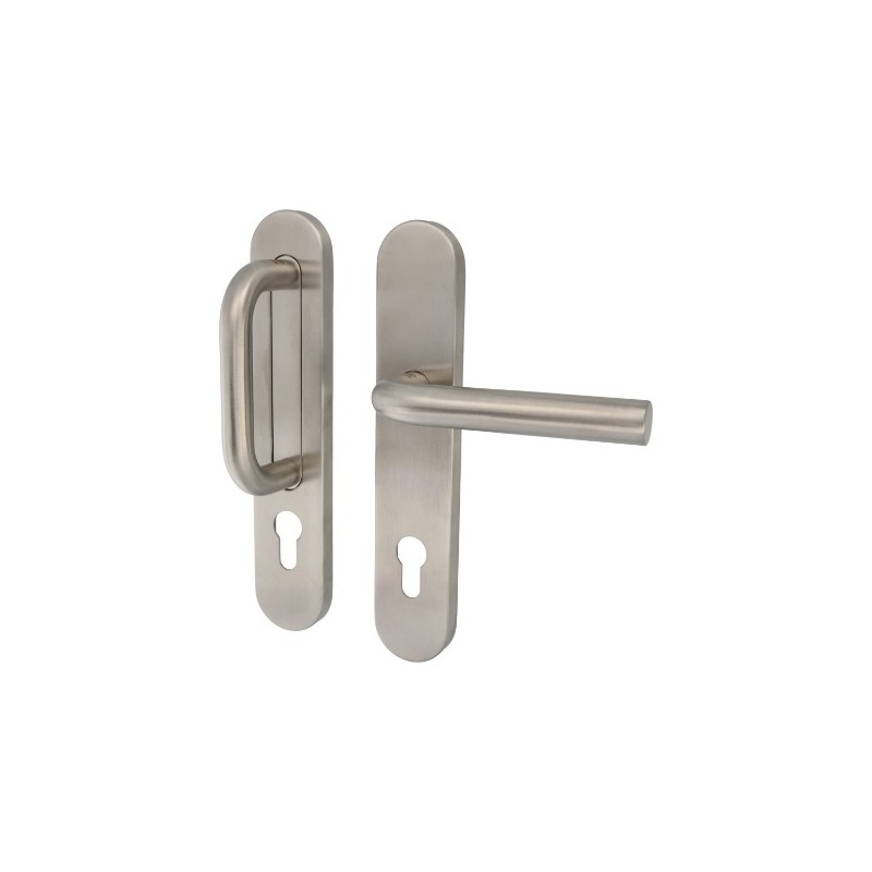 AMIG 20400  
 Set manillón + manilla 10PX + 4PXB85  
 230 x 45 mm  
 Acero inoxidable 18/8  
 Mate - Derecha