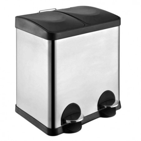 VELTA HOME 20593  
 Cubo de reciclaje doble con pedal RECIK2  
 40 x 32 x 48 cm  
 Acero inoxidable  
 Satinado
