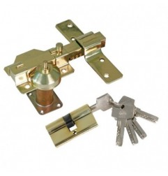 AMIG 20914  
 Kit cerrojo + cilindro 1  
 88 x 153 mm  
 Acero  
 Oro