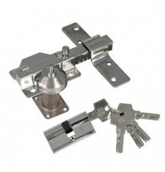 AMIG 20916  
 Kit cerrojo + cilindro 1  
 88 x 153 mm  
 Acero  
 Cromado brillo