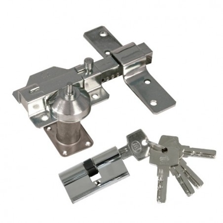 AMIG 20916  
 Kit cerrojo + cilindro 1  
 88 x 153 mm  
 Acero  
 Cromado brillo