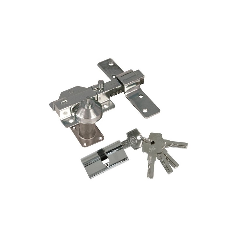 AMIG 20918  
 Kit cerrojo + cilindro 1  
 88 x 153 mm  
 Acero  
 Cromado brillo