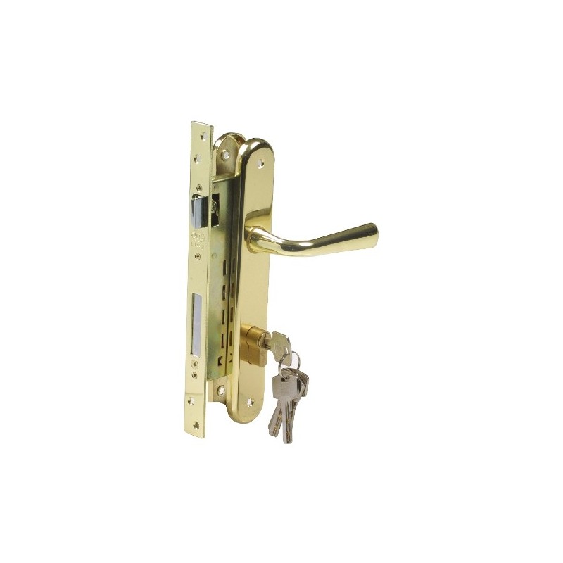 AMIG 20927  
 Kit cerradura madera + manilla 2-3  
 Cromado mate