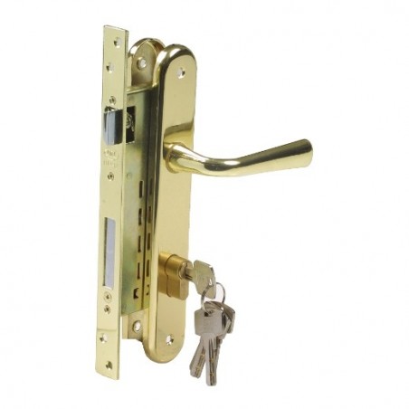 AMIG 20927  
 Kit cerradura madera + manilla 2-3  
 Cromado mate