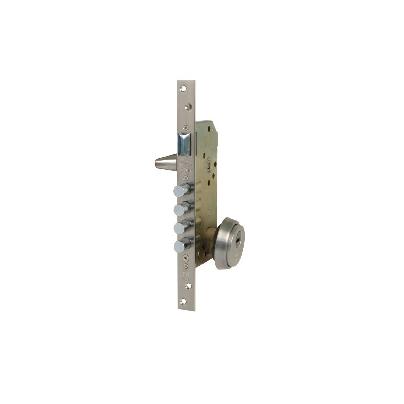 AMIG 20928  
 Kit cerradura madera + manilla 3-3  
 Cromado mate