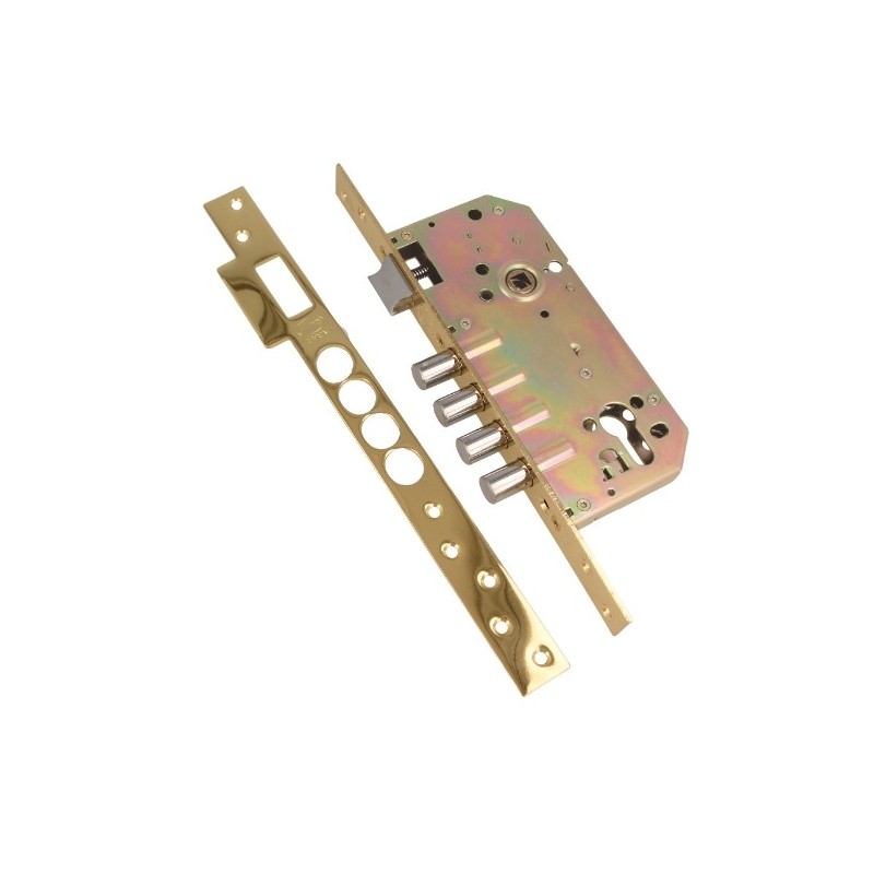AMIG 21131  
 Cerradura 100 BASE  
 60/85  
 Acero  
 Latonado barnizado