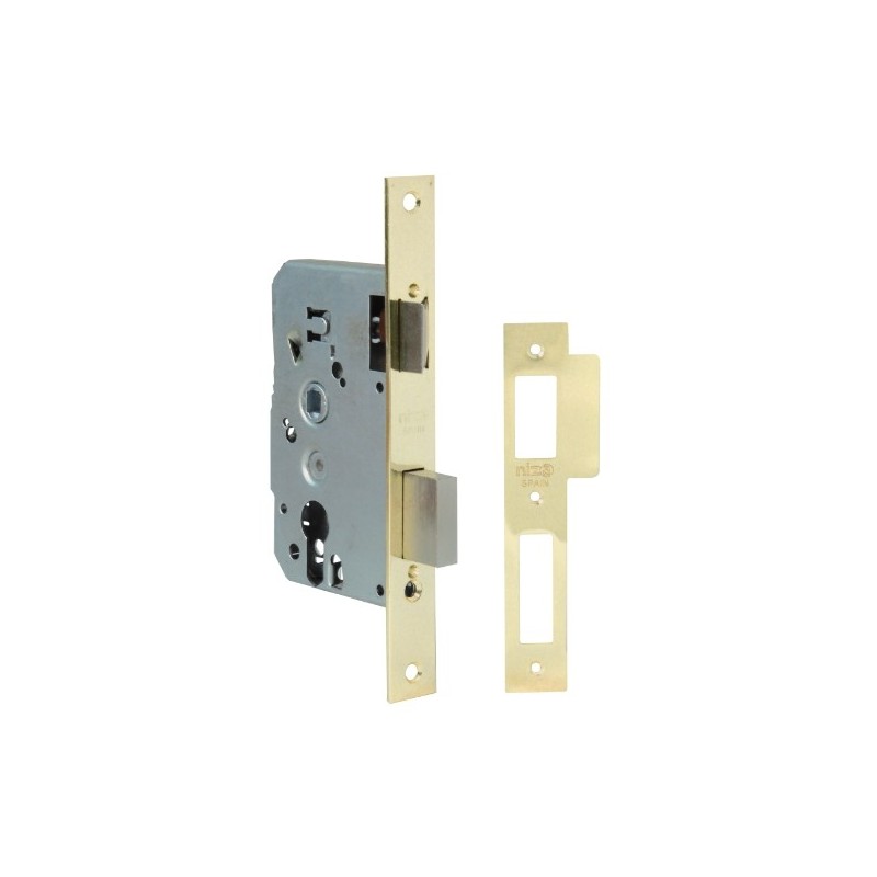NIZA 21146  
 Cerradura 840 NIZA  
 50/47 mm  
 Acero  
 Latonado barnizado