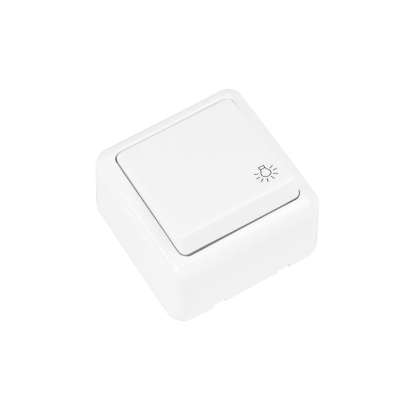 AMIG 21179  
 Pulsador de sobreponer luz 388  
 60 x 60 mm  
 Policarbonato  
 Blanco