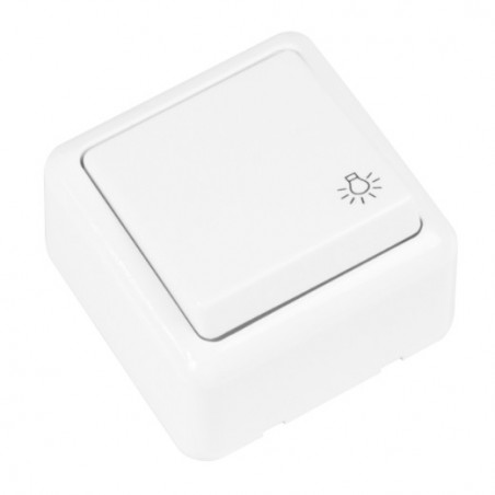 AMIG 21179  
 Pulsador de sobreponer luz 388  
 60 x 60 mm  
 Policarbonato  
 Blanco