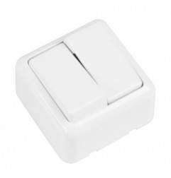 AMIG 21183  
 Interruptor doble de sobreponer 383  
 60 x 60 mm  
 Policarbonato  
 Blanco