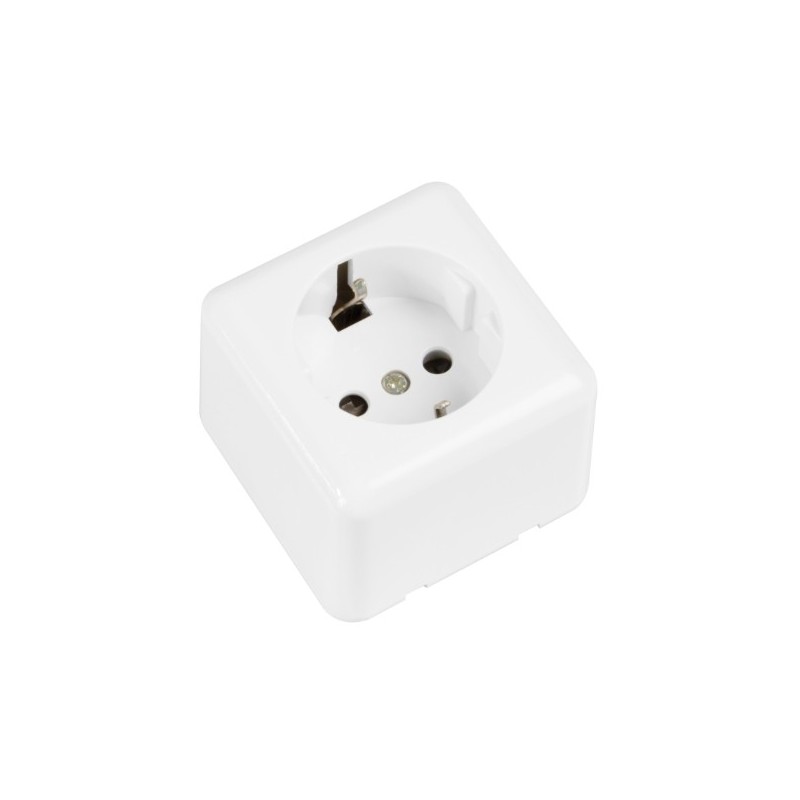 AMIG 21186  
 Base Schuko de sobreponer 385  
 60 x 60 mm  
 Policarbonato  
 Blanco