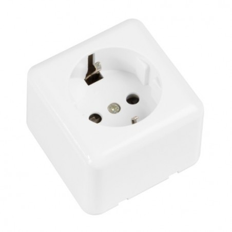 AMIG 21186  
 Base Schuko de sobreponer 385  
 60 x 60 mm  
 Policarbonato  
 Blanco