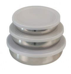 VELTA HOME 21281  
 Set de 3 boles de acero inoxidable  
 Ø12, 14, 16 cm  
 Acero inoxidable  
 Inoxidable