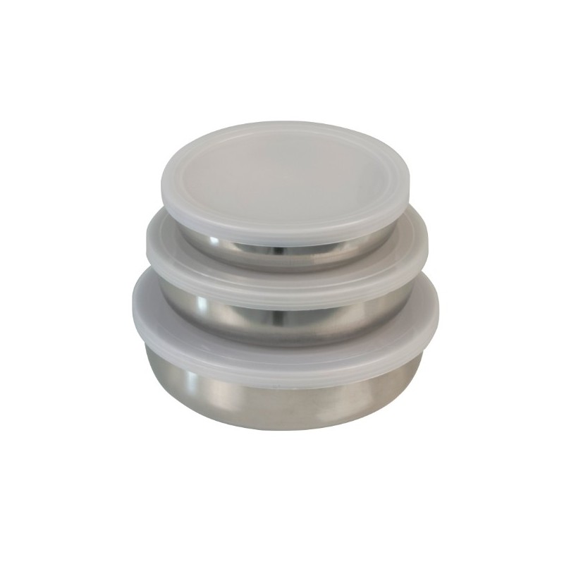 VELTA HOME 21281  
 Set de 3 boles de acero inoxidable  
 Ø12, 14, 16 cm  
 Acero inoxidable  
 Inoxidable