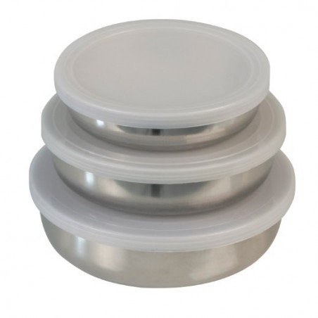 VELTA HOME 21281  
 Set de 3 boles de acero inoxidable  
 Ø12, 14, 16 cm  
 Acero inoxidable  
 Inoxidable
