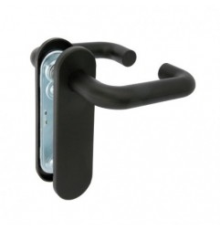 AMIG 21282  
 Manilla con placa 3P  
 172 x 46 mm  
 Acero + polipropileno  
 Negro
