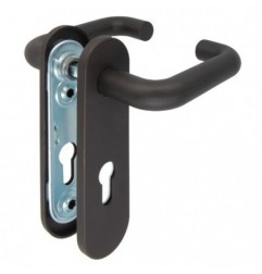 AMIG 21283  
 Manilla con placa 3PB72  
 172 x 46 mm  
 Acero + polipropileno  
 Negro