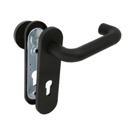 AMIG 21284  
 Manilla + pomo fijo 3PB72  
 172 x 46 mm  
 Acero + polipropileno  
 Negro