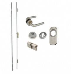 AMIG 21285  
 Kit cerradura madera + manilla 400-1  
 Esmaltado plata
